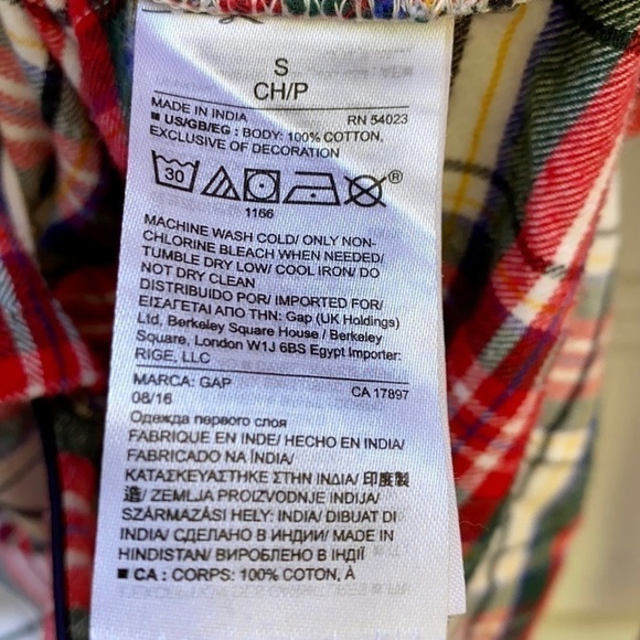 GAP + Pendleton Holiday Plaid Button Down Shirt/Pajama Top Sz S - Picture 10 of 13